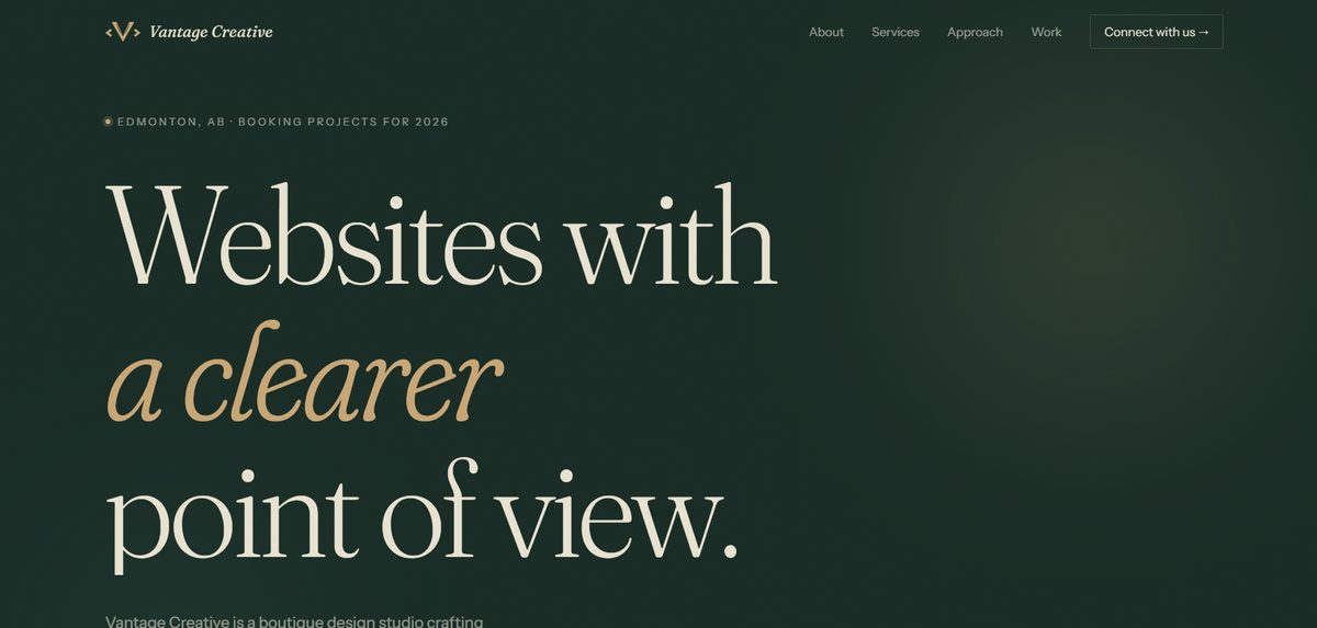 Vantage Creative website homepage